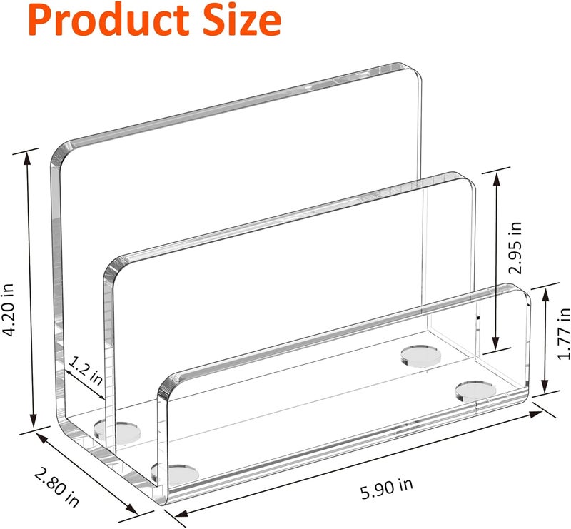 FUCDTEFC Desk Mail Organizer, 2 Section Clear Acrylic File Holder Letter Organizer, Vertical Lightweight Modern Envelope Holder Desk Accessories & Workspace Organizers for Office, Home, School - Image 2